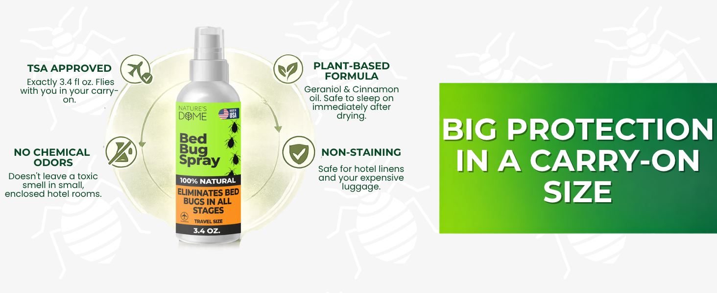 Travel bed bug spray for hotel mattresses