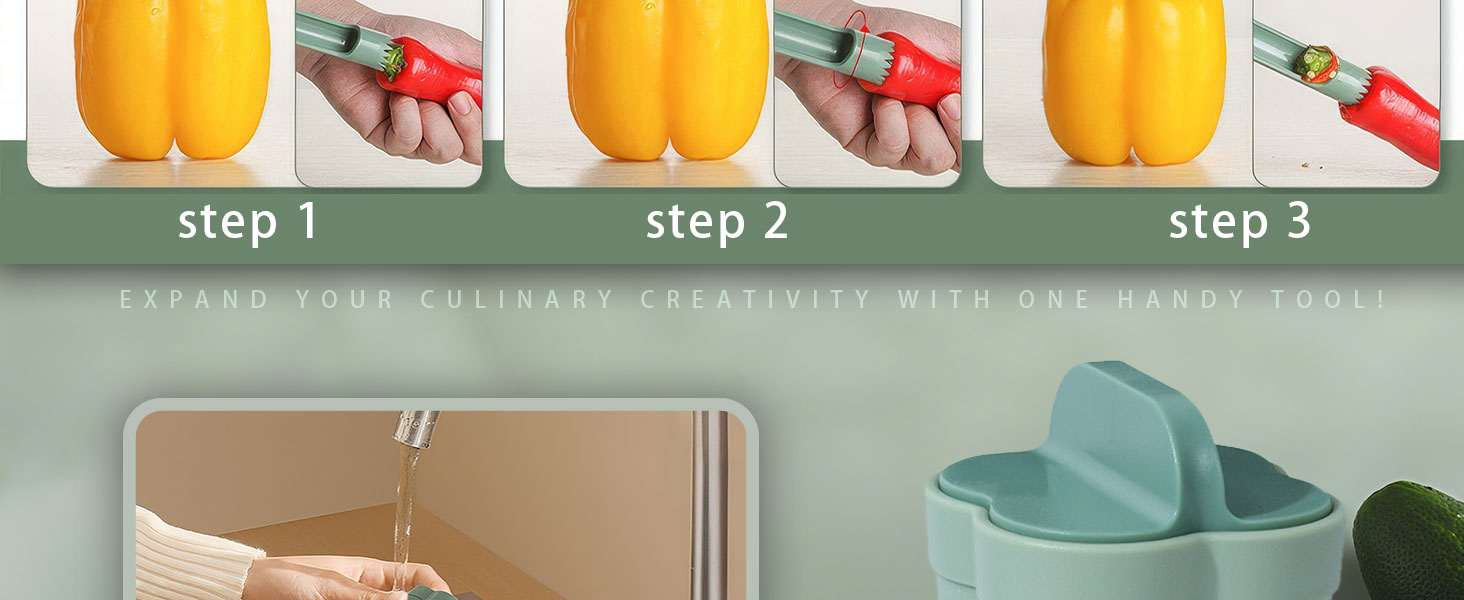 2 in 1 Red Bell Pepper Seed Corer Remover Tool
