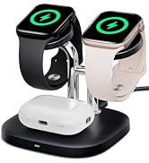 Dual Watch Charger with Fast Charging for Apple Watch, SwanScout 704A, 3-in-1 Wireless Charging S...