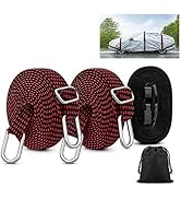Car Cover Straps Wind Protector - 3Pcs Heavy Duty Elastic Tie Downs with Galvanized Safety Carabi...