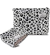 HAPPYHEIDI Leopard Print Makeup Bag Set 2 with Pocket Large Cosmetic Toiletry Travel Pouch, Small...