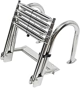 Amarine Made Dock Ladder, 4 Step Pontoon Boat Ladders, Stainless Steel Telescoping Boat Ladder, M...