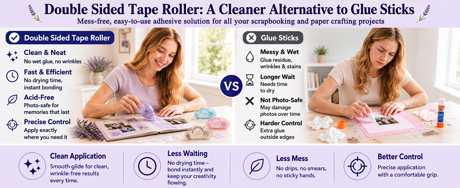 Double sided tape roller as a cleaner alternative to glue sticks
