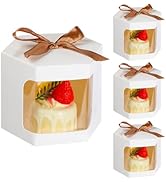 ISKYBOB 24Pcs Individual Bakery Boxes with Window, Hexagon Cake Containers 4.7 x 4in Kraft Paper ...