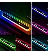 4Pcs Car Door Sill Plate LED Lights Strip Kit, Wiring-Free LED Car Door Light Welcome Courtesy Li...