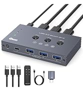 THXCDBID USB 3.2 Switch 3 Computers Sharing 3*USB A & 1*USB C Port 10Gbps USB Switch Selector Sha...