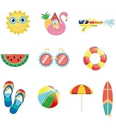Abilat 100 Pcs Summer Beach Cupcake Toppers Pool Party Decorations Beach Balls Sun Watermelon Sun...
