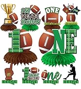 10Pcs Football 1st Birthday Decorations Honeycomb Centerpiece for Boys, First Year Down Football ...