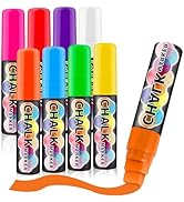 Window Chalk Markers for Cars Glass Washable, 8 Colors Jumbo Liquid Chalk Marker Pens with 15mm 3...