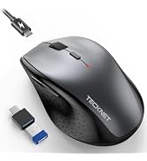 TECKNET Rechargeable Mouse with Jiggler, Plug & Play, 2.4G Connection with USB-C Adapter, Silent ...