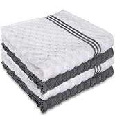 INFICRIME 4 Pack 100% Cotton Wash Cloth, 12x12 Inch Highly Absorbent and Soft Feel Fingertip Towe...