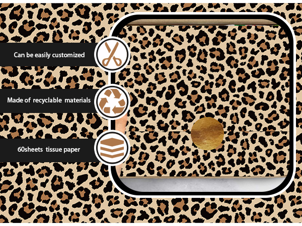 Gift Wrapping Paper Brown Safari Animal Cheetah DIY Art Crafts Tissue