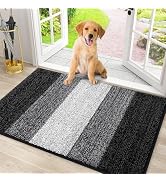 Smiry Dog Door Mat for Muddy Paws, Absorbs Moisture and Dirt, Low-Profile Entryway Mat with Non-S...