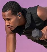 Model wearing sport wireless workout earbuds