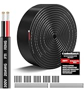 20 Gauge Wire 2 Conductor Electrical Wire, 20 AWG 2 Wire Stranded PVC Cord 50FT, 12V Low Voltage/...