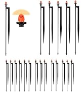 180 Degree Micro Drip Spray Emitters: 20 Set Drip Irrigation Sprinkler Heads on 12 Inch Stakes wi...