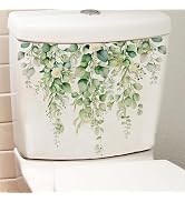 Green Plants Toilet Stickers -DIY Removable Waterproof Toilet Sticker-2 Sheets Leaves Flowers Lid...
