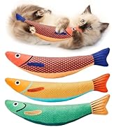 Potaroma Cat Toys Saury Fish, 3 Pack, Catnip Crinkle Sound, Soft and Durable, Interactive Kitten ...