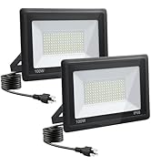 GANGZHIZI 100W LED Flood Lights Outdoor, 2pack 10000lm Bright Led Work Light with Plug, 6500k Day...