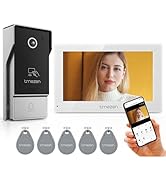 4-Wire TMEZON 7 Inch Tuya 1080P WiFi Smart Video DoorPhone Intercom System with Wired Doorbell Pa...