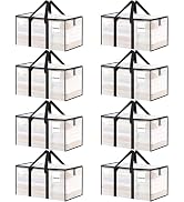 8 Pack Extra Large Heavy Duty Moving Bags, Clear Storage Bins with Lids, Reinforced Handles & Hea...