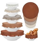 Patelai 10 Pcs Reusable Bowl Covers for Bread Proofing Stretch Cloth Fabric Halloween Brown Bowl ...