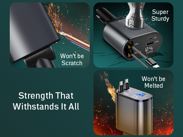 4 in 1 car charger retractable car phone charger cargadores para carros de teléfonos