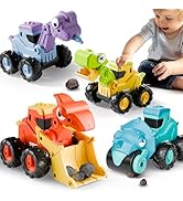 iPlay, iLearn Dinosaur Truck Toys for Toddlers, Boys Dinos Press Go Racing Cars, Kids Constructio...