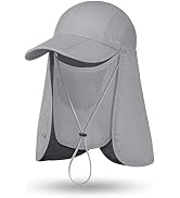 RUNCL UV Sun Protection Hat, Fishing Hat, UPF 50+ Foldable Sun Cap, Baseball Cap with Removable N...