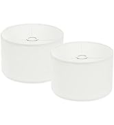 PATIKIL Drum Lamp Shades Set of 2, 12"x12"x8" Linen Lamp Shade Easy Assembly Lampshade for Table ...