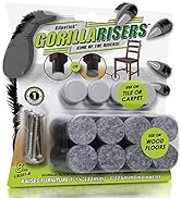 GorillaRisers CB251-8 Screw on Furniture Risers (8 Pack) Floor Protector Slider Legs Raise Chair ...