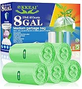 OKKEAI 30L Trash Bags 8 Gallon Medium Garbage Bags Thicker 0.98 MIL Trash Can Liners Bags Wasteba...