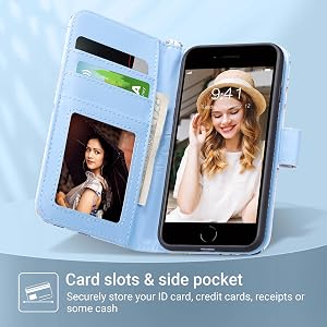 iphone 7 8 wallet case with card slot holders iphone 7 flip case stand pouch purse iphone se phone