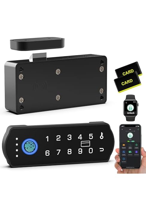 Smart Cabinet Lock, RFID Fingerprint Drawer Lock with Keypad Bluetooth APP, Biometric Electronic ...