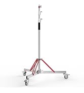 EMART Heavy Duty Light Stand with Casters, 10.5ft/320cm Adjustable 100% Stainless Steel Tripod St...