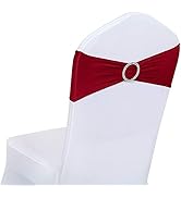 ManMengJi Burgundy Chair Sashes, 25PCS Spandex Sashes Bows, Chair Cover Bands with Buckle Slider ...