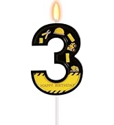 FAMGift Construction Birthday Candles for Cake - Number 3 Candle Birthday Boy Construction Party ...