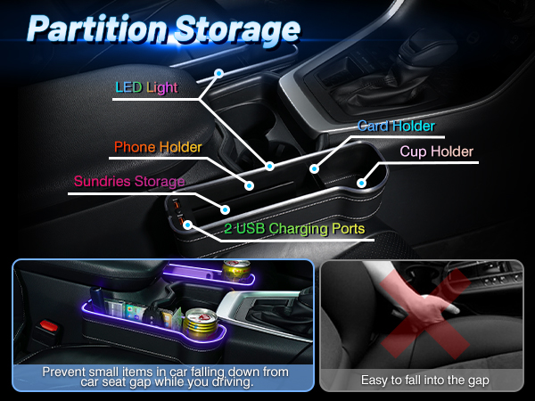 Car seat filler organizer