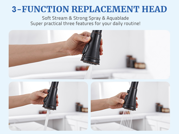3 Functions Kitchen Faucet Sprayer Head Replacement
