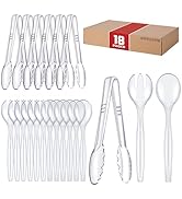 Mwellewm 18Pcs Serving Utensils, 10'' Plastic Serving Utensils Set, Large Disposable Serving Spoo...