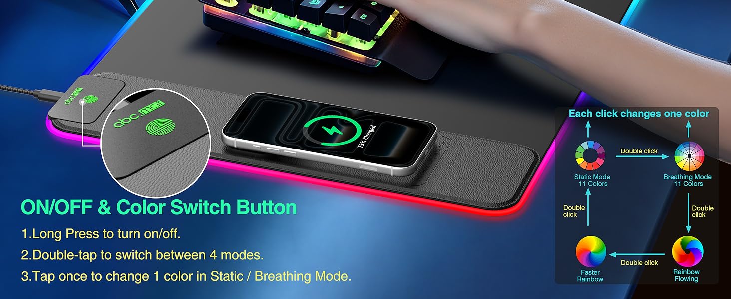RGB Gaming Mouse Pad with Wireless Charging