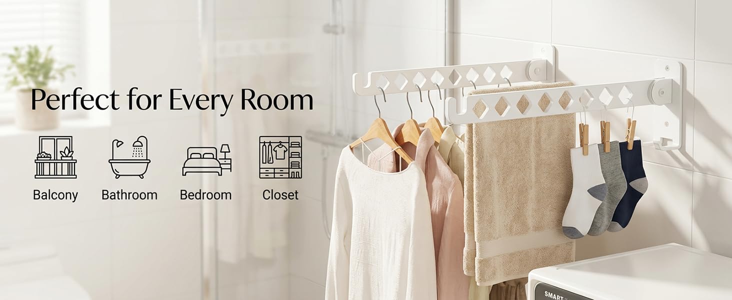 Laundry Drying Rack Wall Mounted Foldable