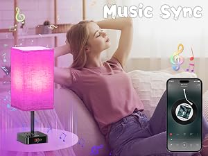 Bluetooth/WiFi RGB & USB Bedside Table Lamp