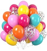 Paready Rainbow Balloons Set, 60Pcs Colorful Balloons, 12 Inch Bright Color Yellow Orange Hot Pin...