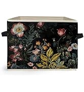 Ghoaoivo Vintage Gothic Floral Storage Box Bins, Dark Cottagecore Wildflower Botanical Collapsibl...