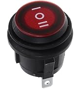 3 Way Round Rocker Switch, 2Pcs Momentary Boat Rocker Switch 3 Pin 3 Position(ON)-Off-(ON) Mini C...
