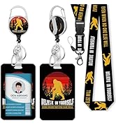 Piefly Lanyards for Id Badges, Bigfoot Badge Holder with Retractable Reel Clip, Inspirational Quo...