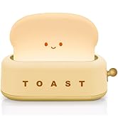 TOOGE Desk Decor Cute Toast Lamp Small Desk Lamp Night Light for Kids Rechargeable with Smile Fac...