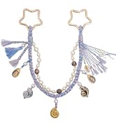Sunpour Aesthetic Bag Charms for Women, Ocean Style Pearl Braided Keychain with Star Clasp for Ha...