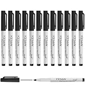 YISAN Permanent Markers,12 Pack Fine Tip Black Permanent Markers,Quick Drying Ink,Works on paper,...